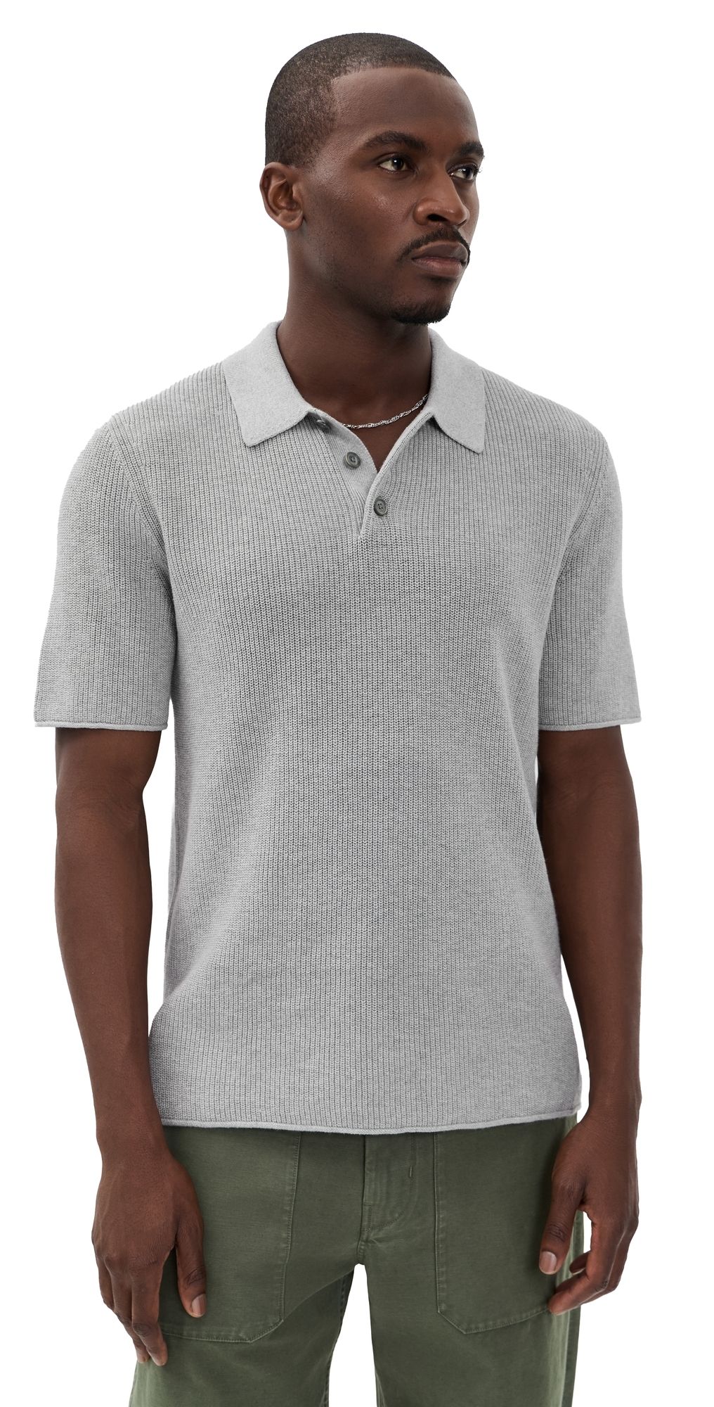 Alex Mill Eastwood Polo In Cotton Linen Heather Grey S