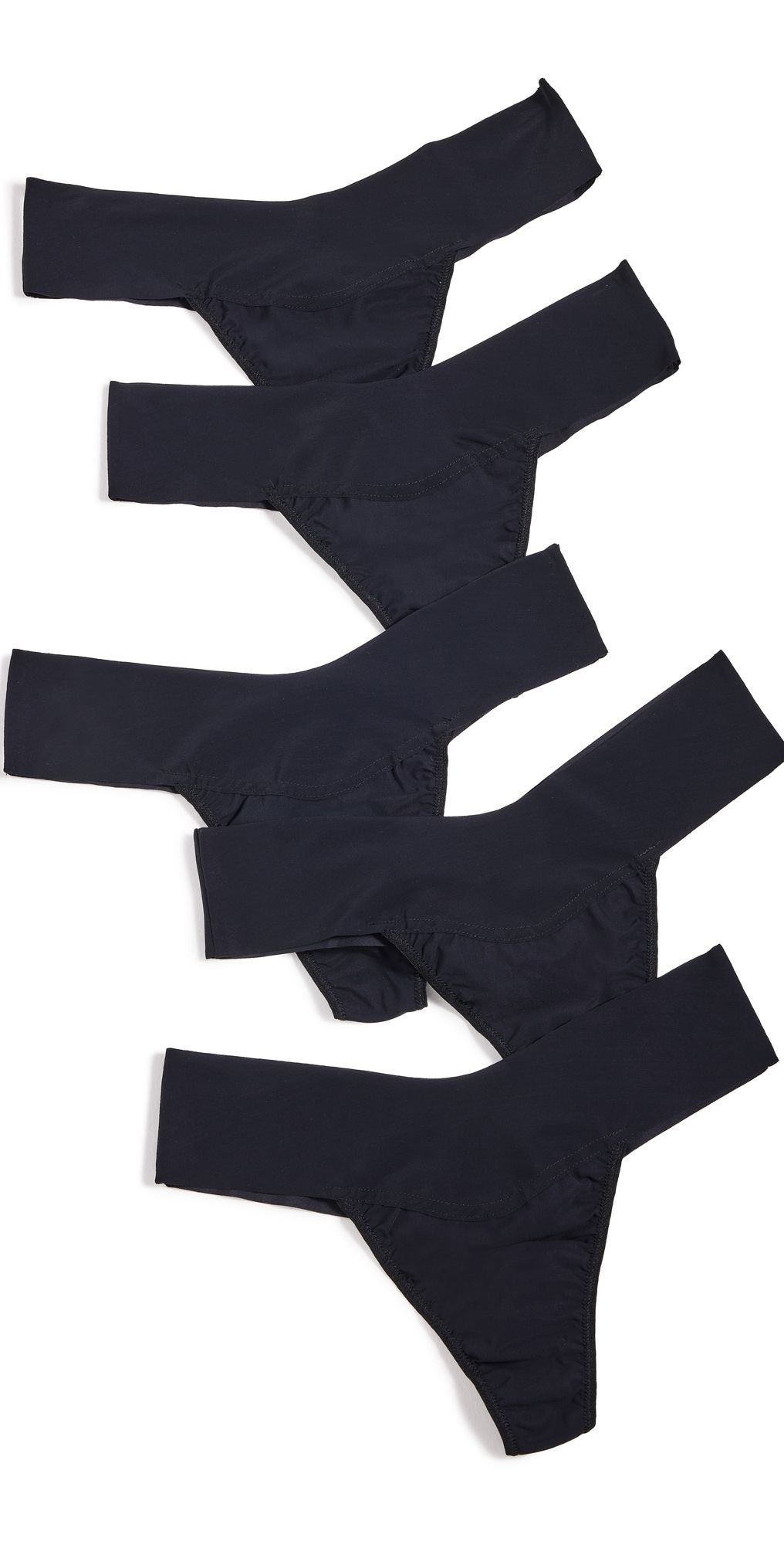 Hanky Panky Breathe Natural Thong 5 Pack Black XS
