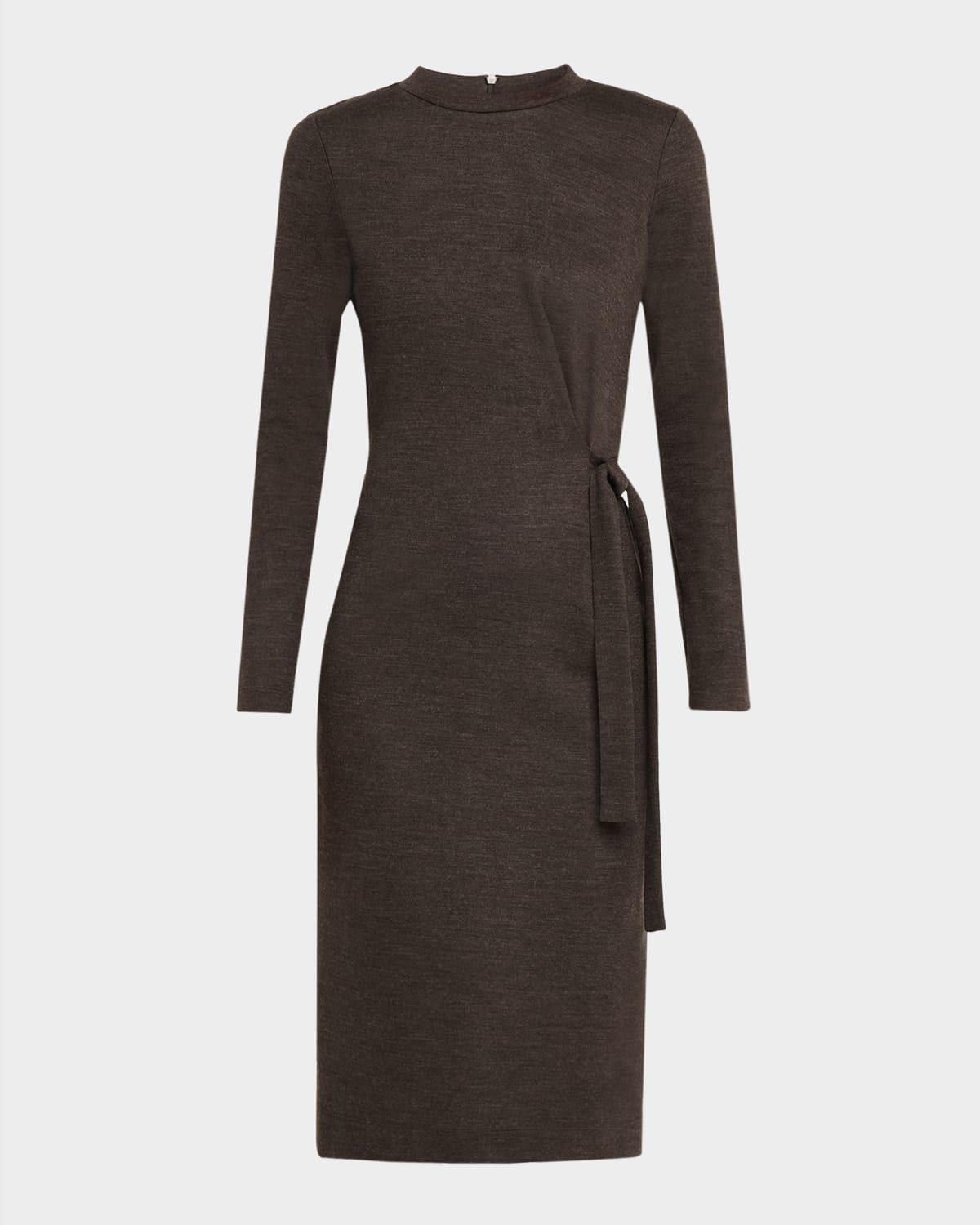 Fluid Cotton Wool Jersey Belted Midi Dress