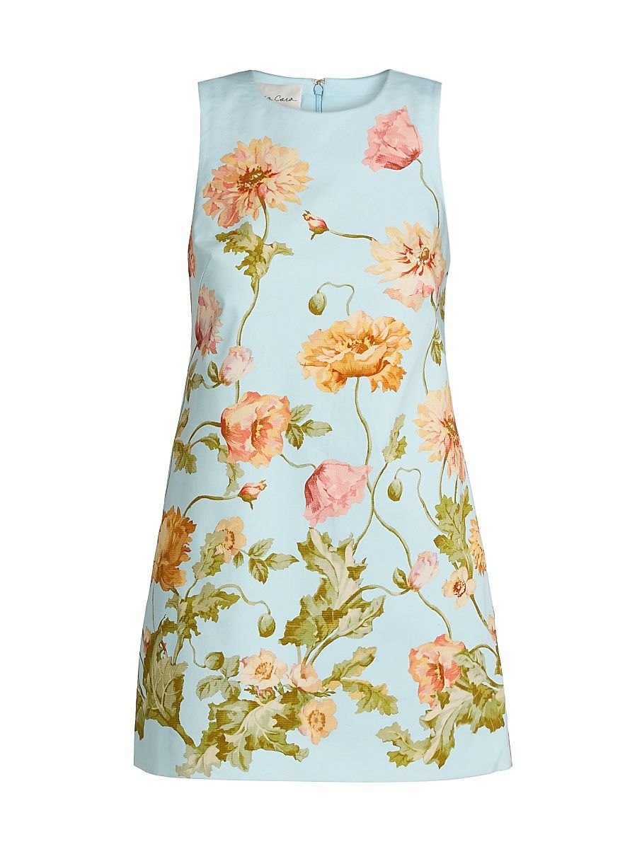 Women's Mackenzie Floral Cotton Shift Dress - Lockwood Flora Sky - Size XL