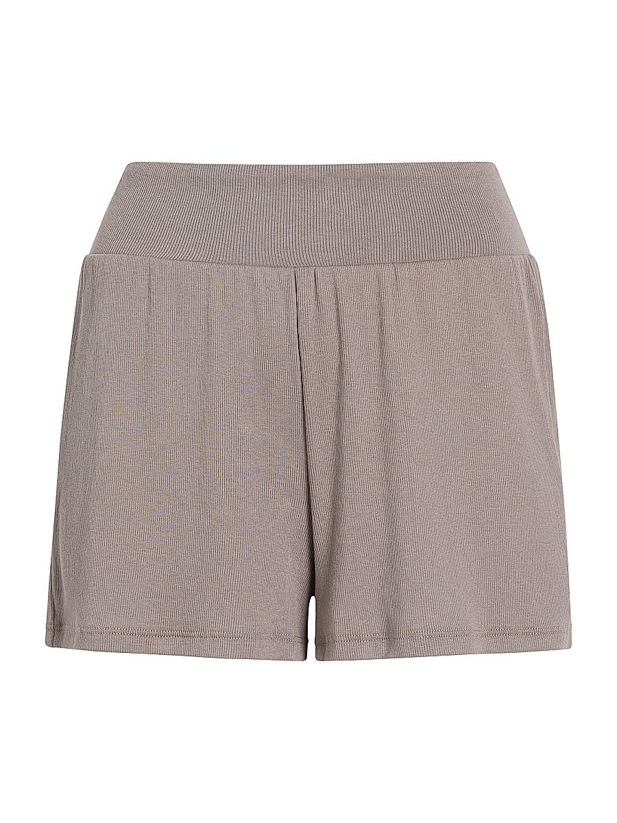 Women's Better Than Basic Cotton-Blend Rib-Knit Shorts - Truffle - Size XS