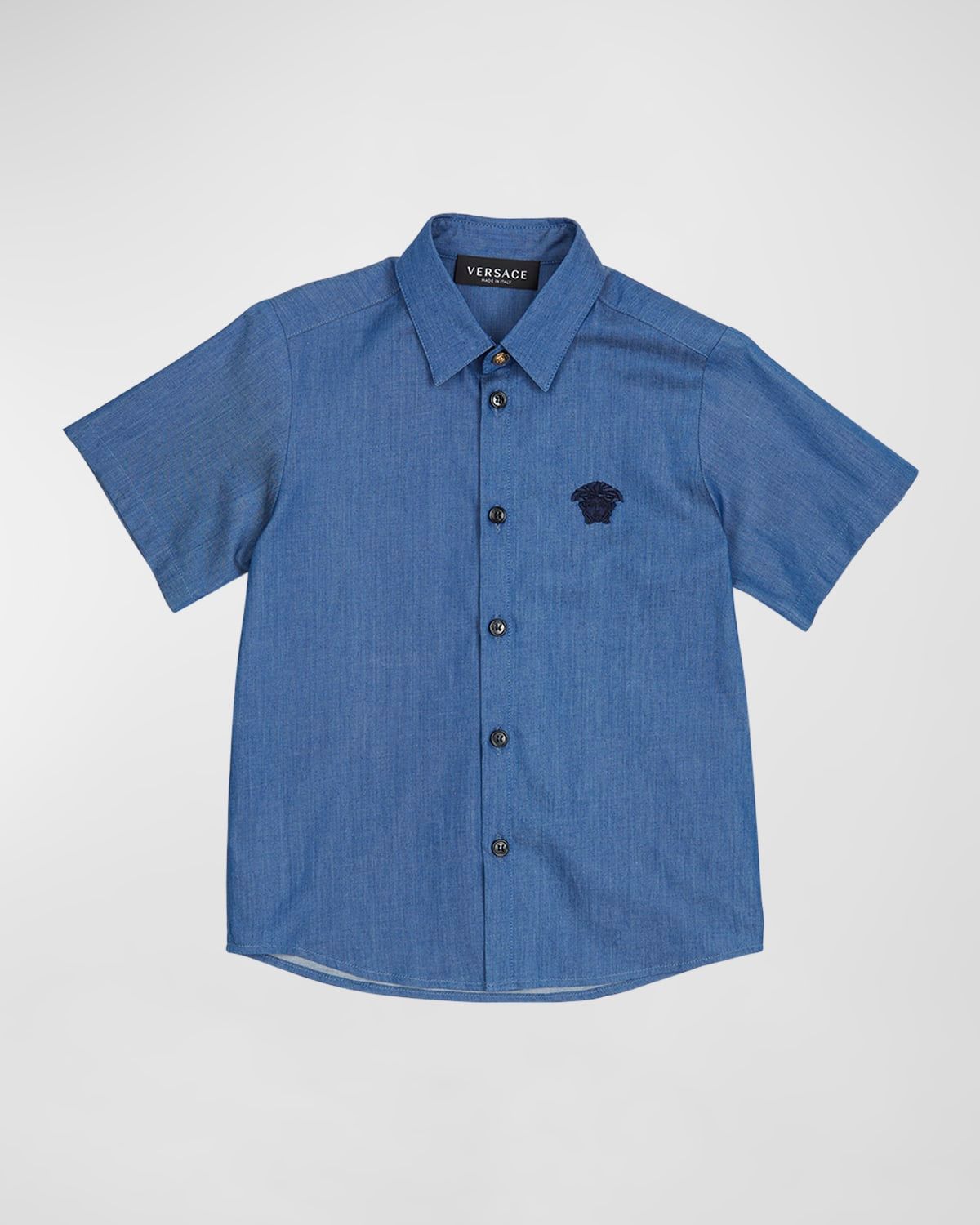 Boy & apos;s Medusa Embroidered Chambray Shirt, Size 4-6