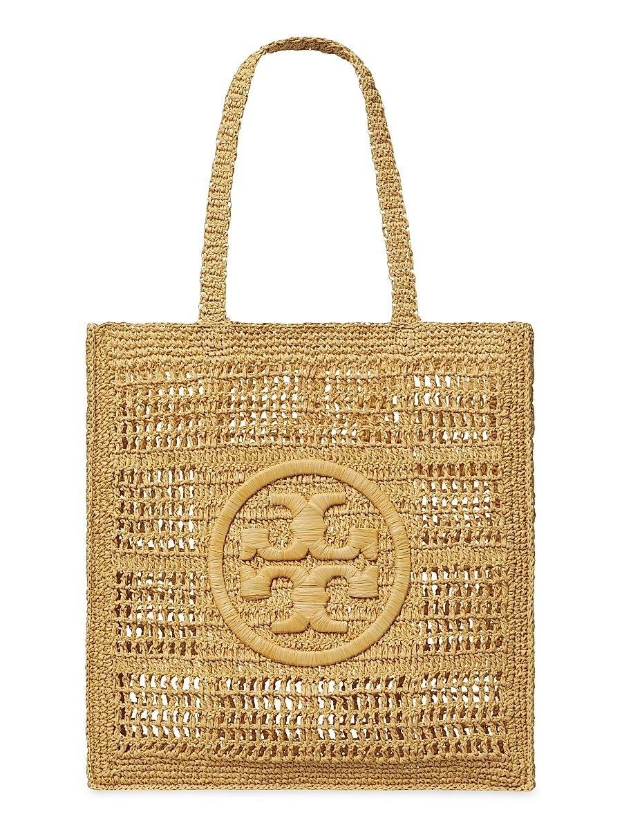 Women's Ella Raffia Crochet Floral Tote - Natural