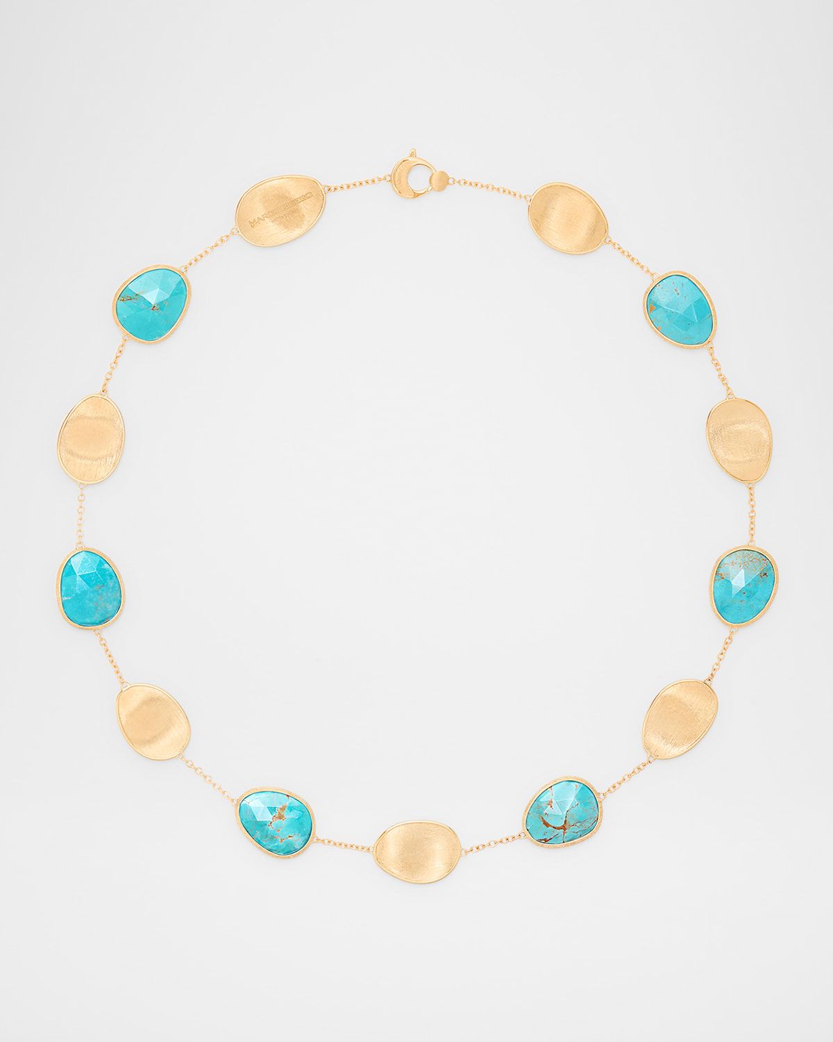 18K Lunaria Necklace with Turquoise, 17"L