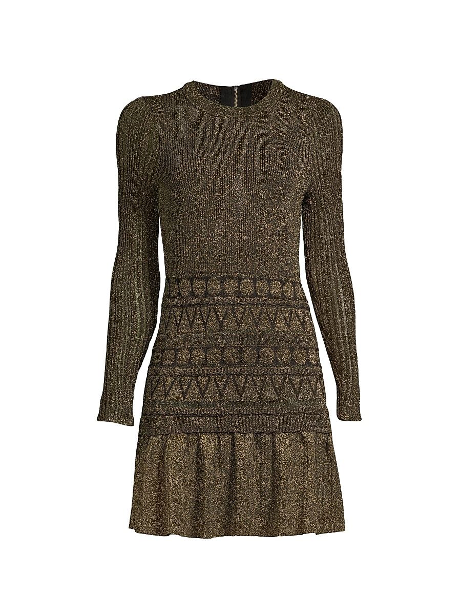 Women's Solene Metallic Ruffle Minidress - Gold - Size XL