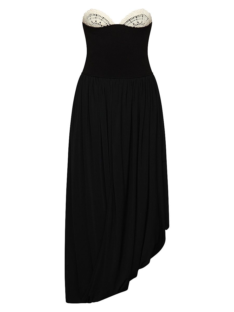 Women's Noa Strapless Assymetric Maxi Dress - Black Ivory - Size 12