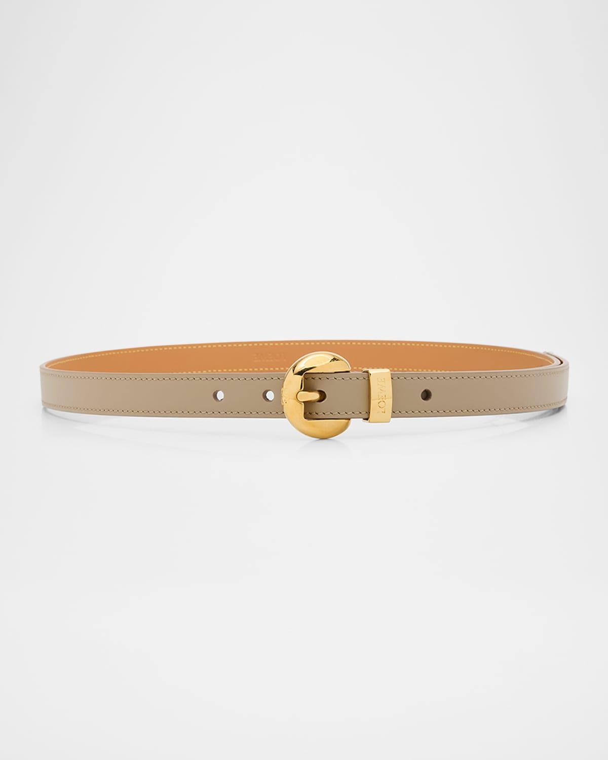 Pebble Leather Skinny Belt