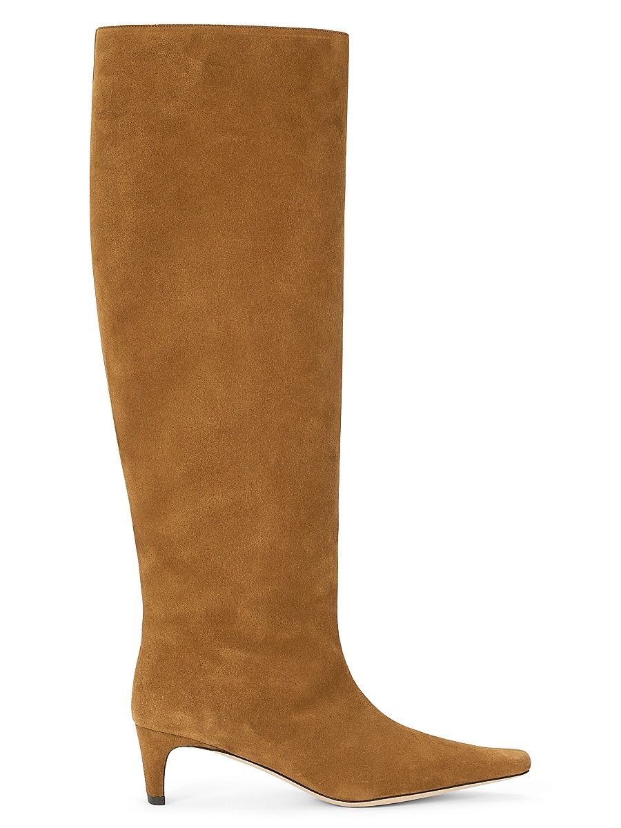 Women's Wally 55MM Suede Wide-Calf Knee-High Boots - Tan - Size 10
