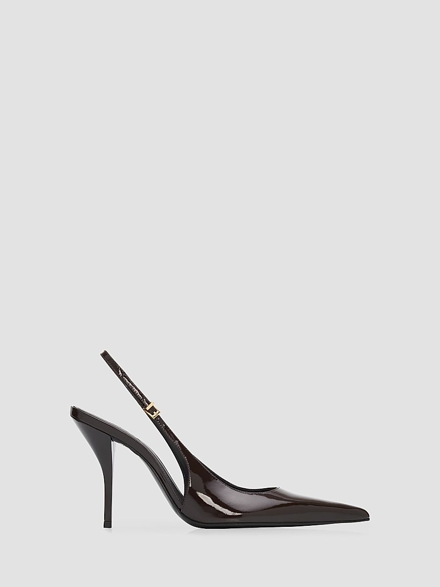 Women's Diora 100MM Patent Leather Slingback Pumps - Dark Brown - Size 11
