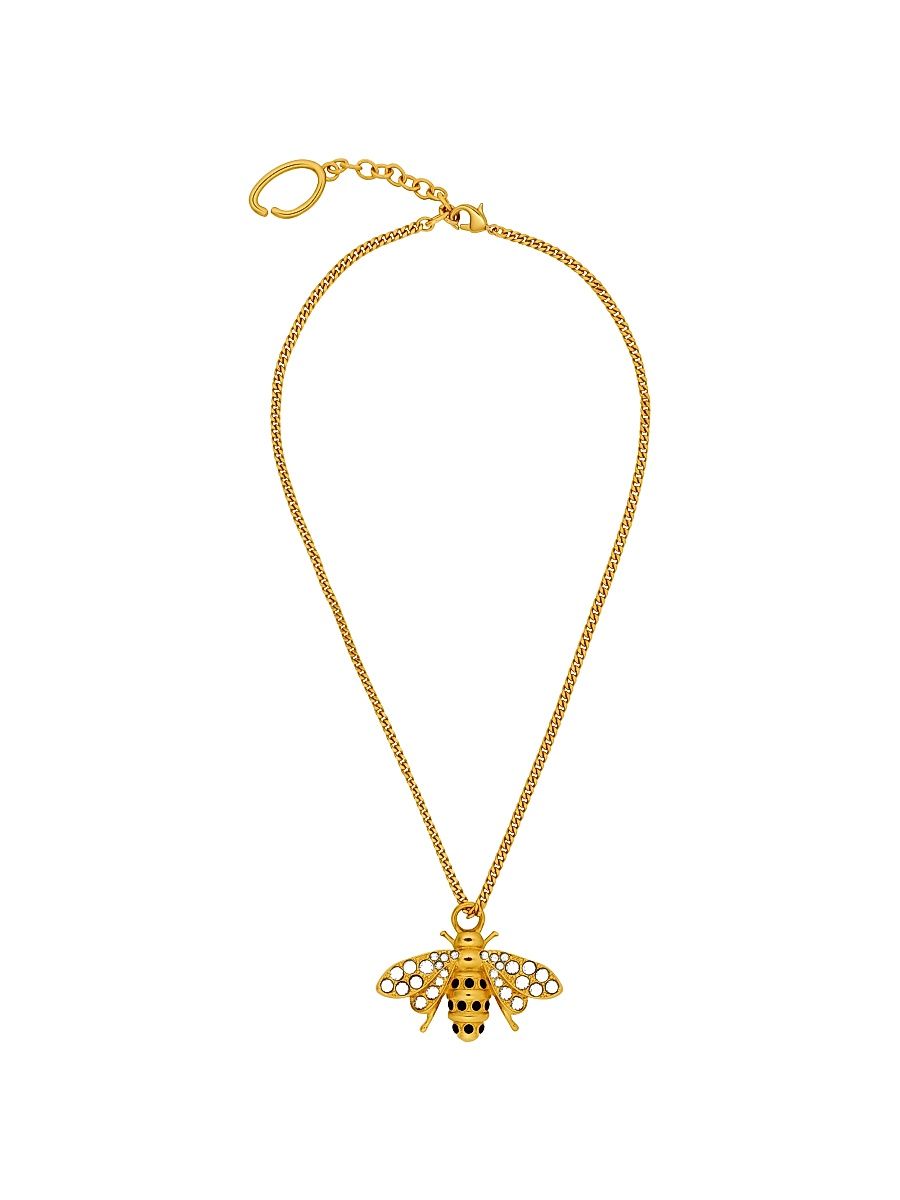 Women's 24K-Gold-Plated & Glass Crystal Bee Pendant Necklace - Golden Shadow