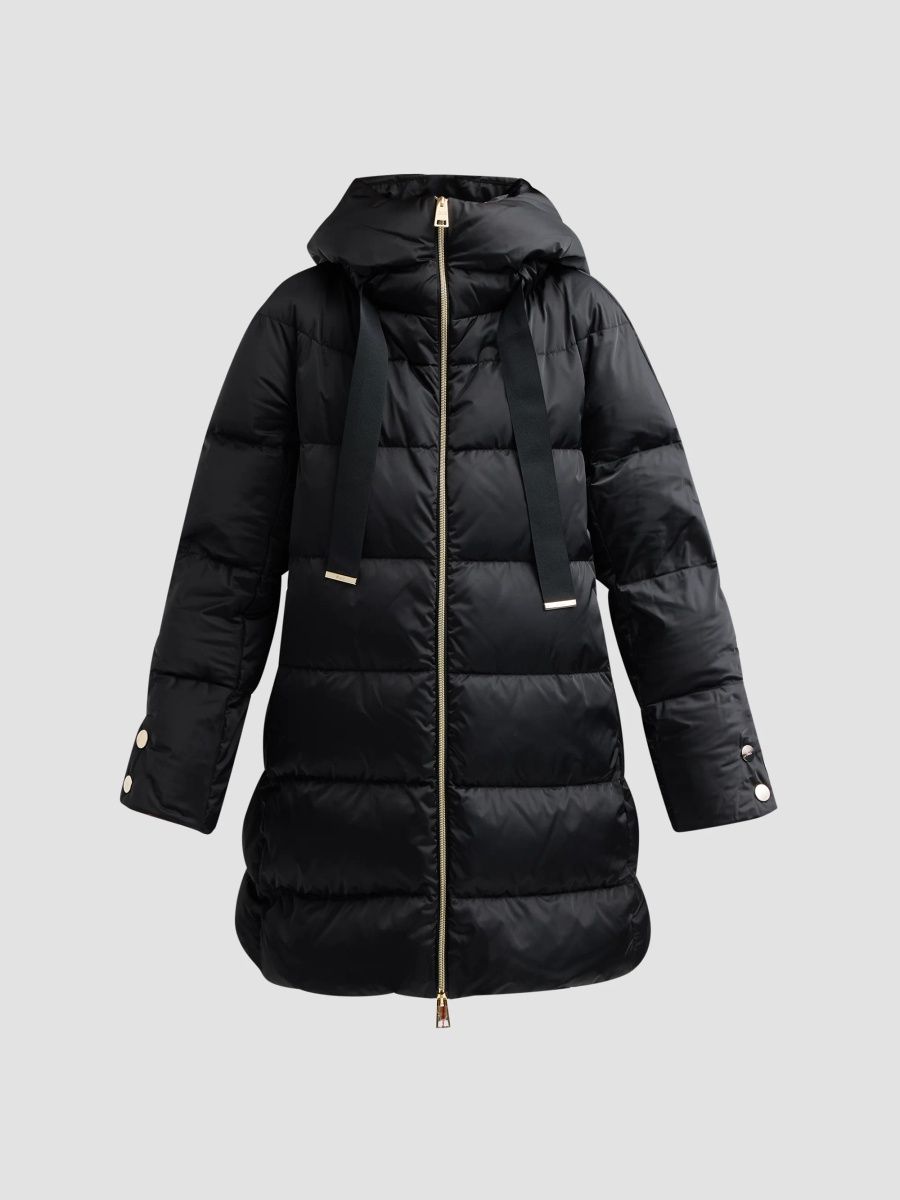 Herno Women's Sateen Nylon Puffer Coat - Black - Size 12