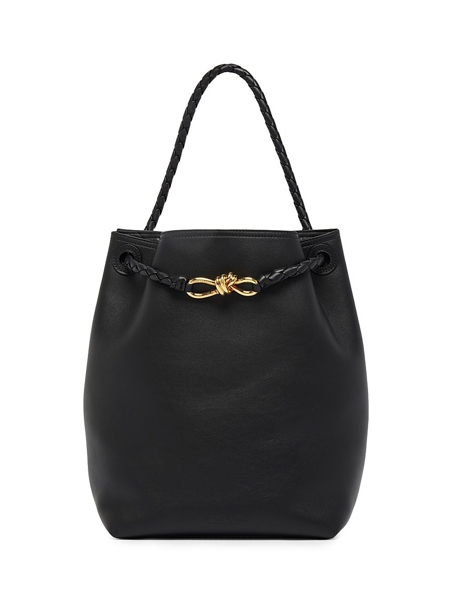 Women's Borsa Leather Bucket Bag - Black Brass