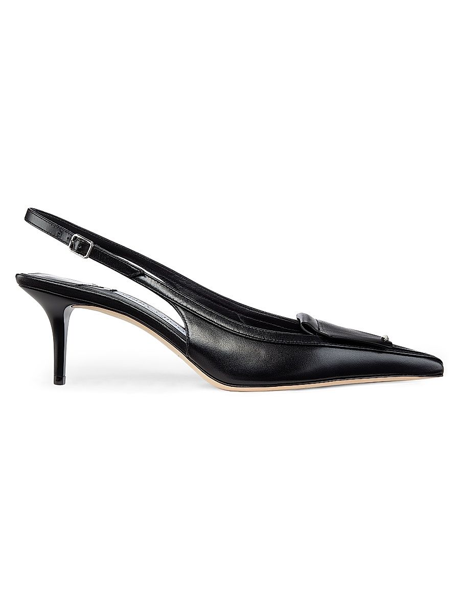 Women's Frances 60MM Studded Leather Pumps - Black - Size 7.5