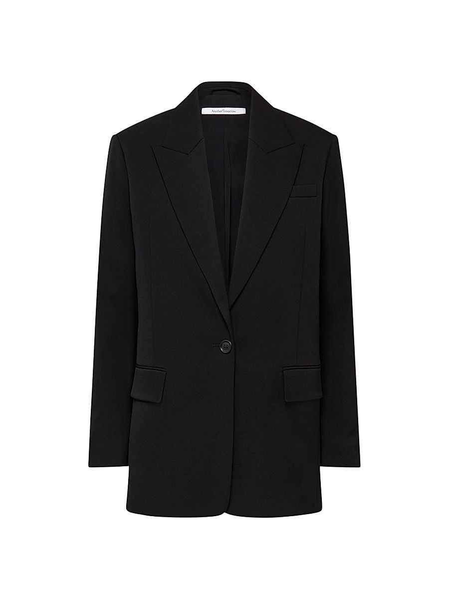 Women's Wool Oversized Tailored Jacket - Black - Size 14