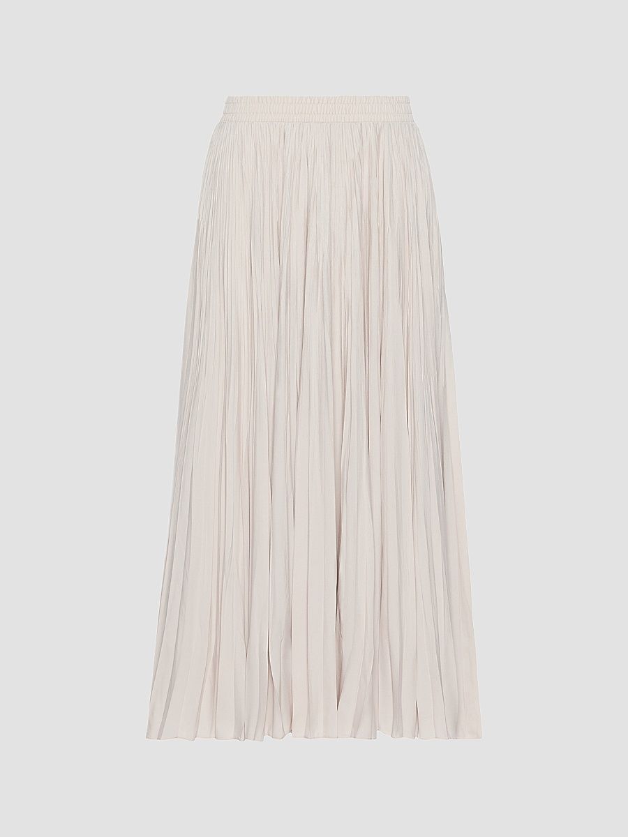 Women's Plissé Pleated Skirt - Ivory - Size Large