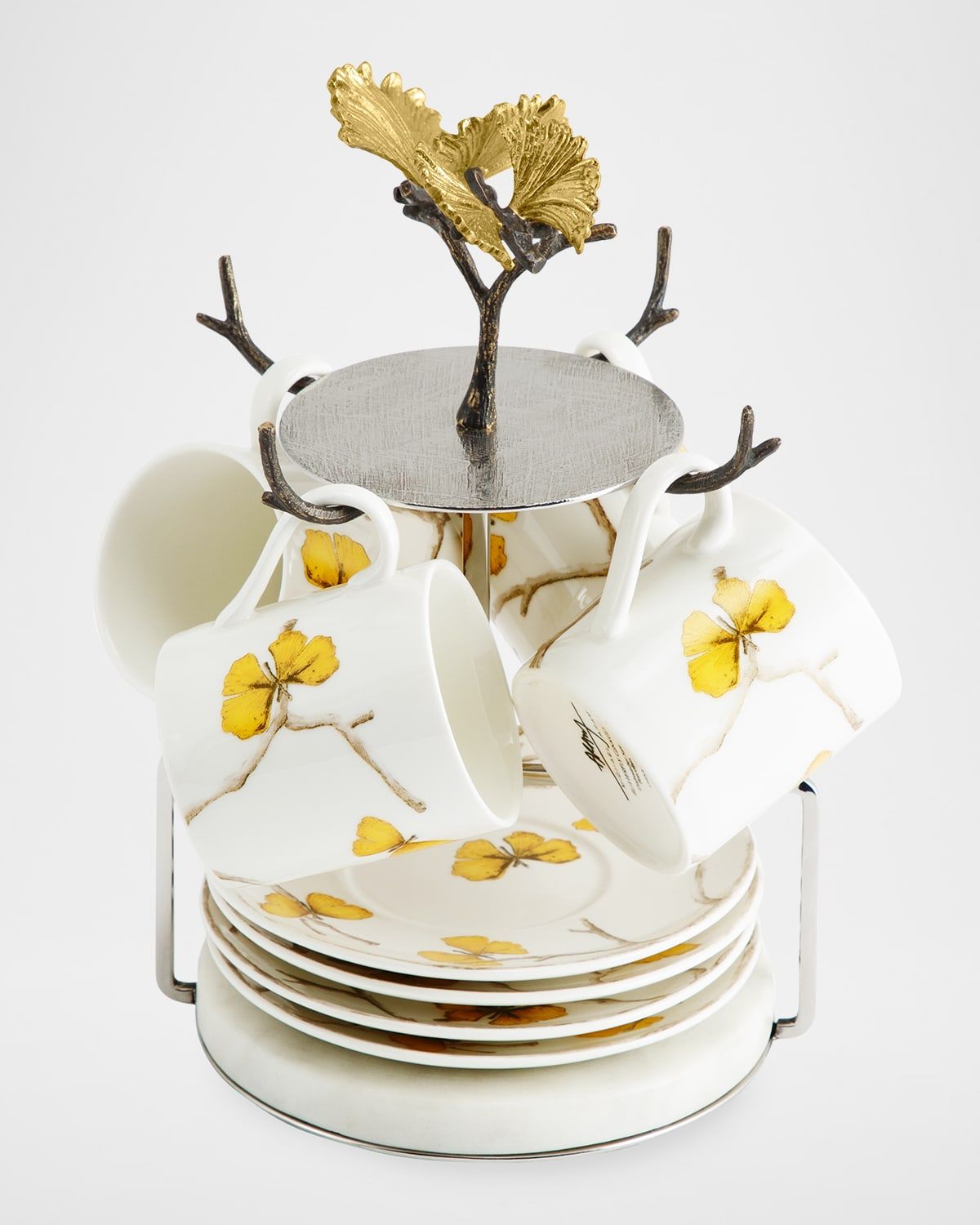 Butterfly Ginkgo Demitasse Set with Stand