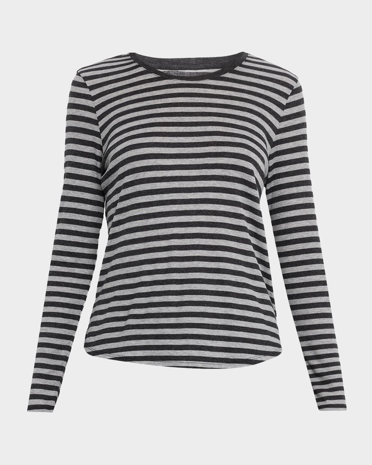 Rib Stripe Long-Sleeve Crewneck T-Shirt