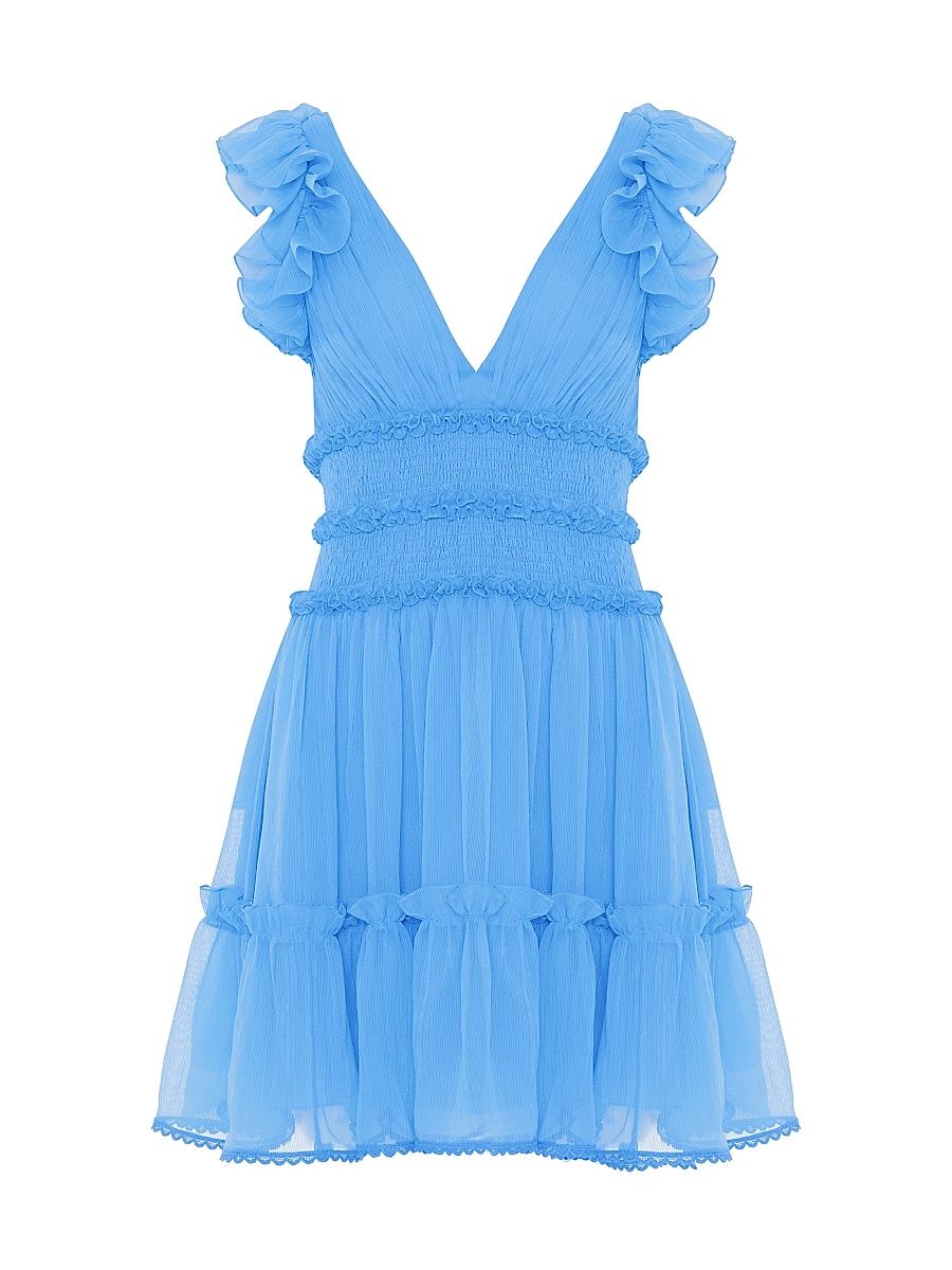 Women's Chiffon Wonderland Flutter Minidress - Blue - Size 8