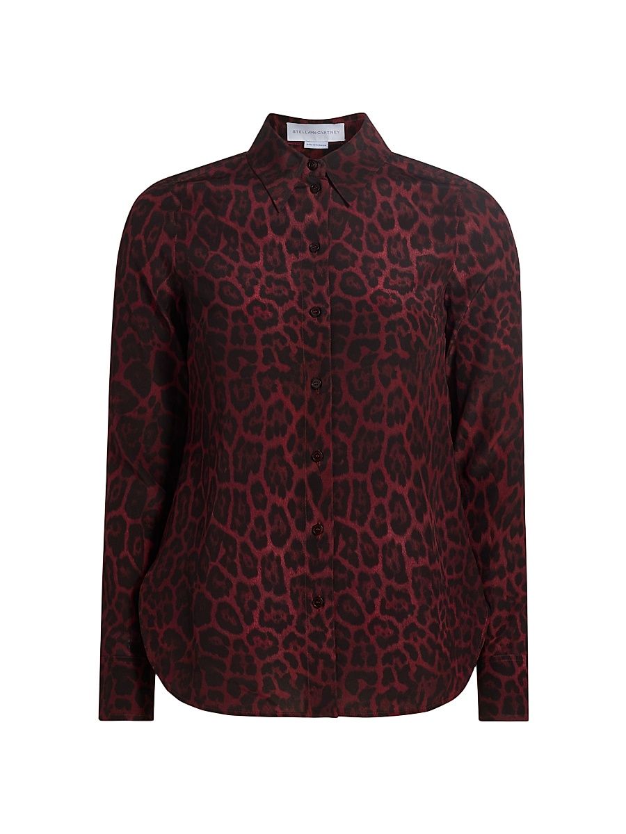 Women's Iconic Leopard Silk Shirt - Berry - Size 6