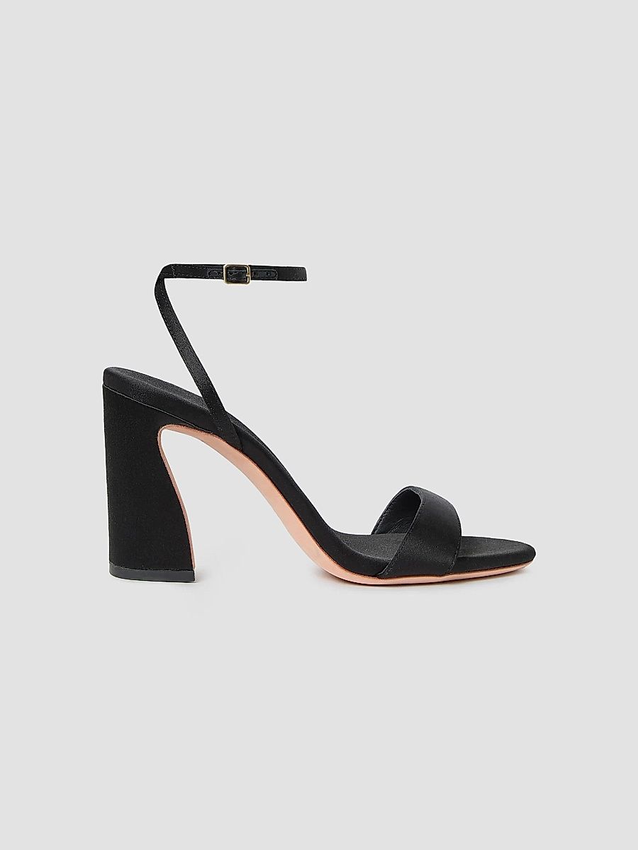 Loeffler Randall Women's Malia 90MM Curved-Heel Satin Sandals - Black - Size 9