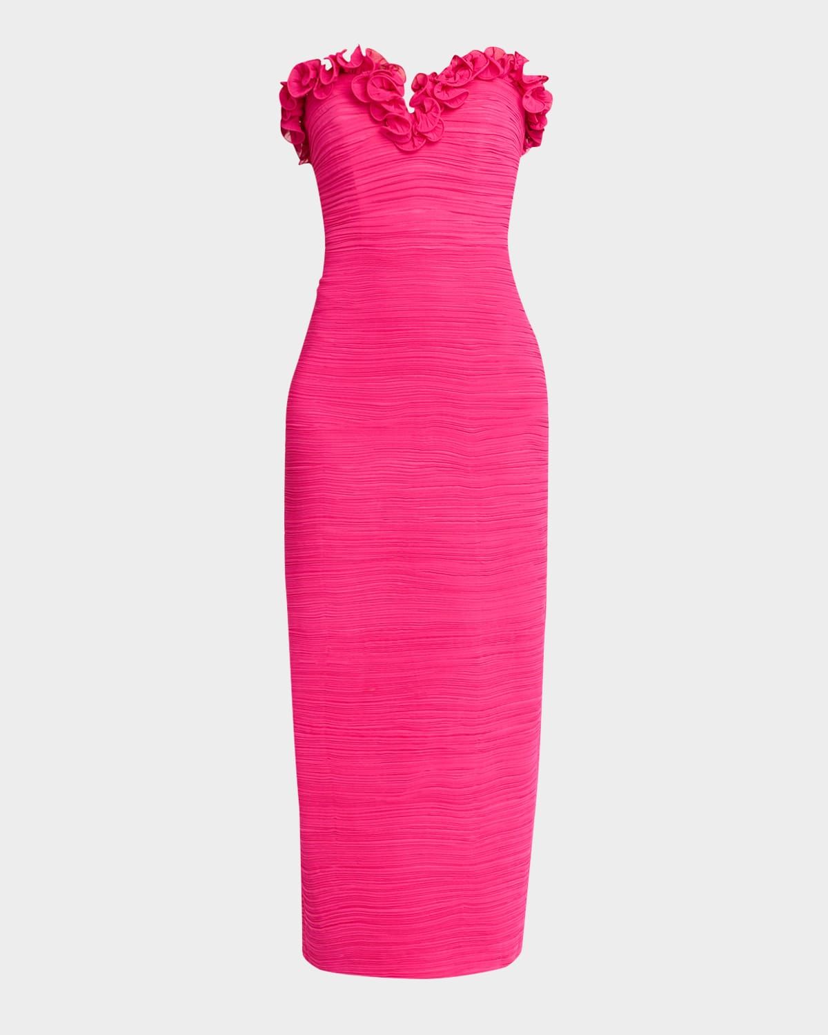 Strapless Shirred Georgette Maxi Dress