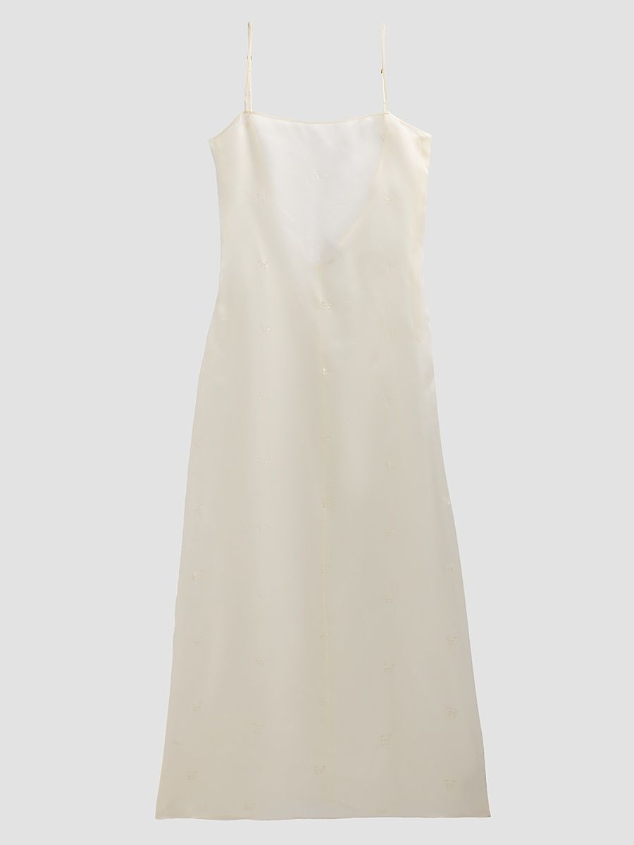 Women's Papillon Laser Cut Organza Long Dress - Ecru - Size Large