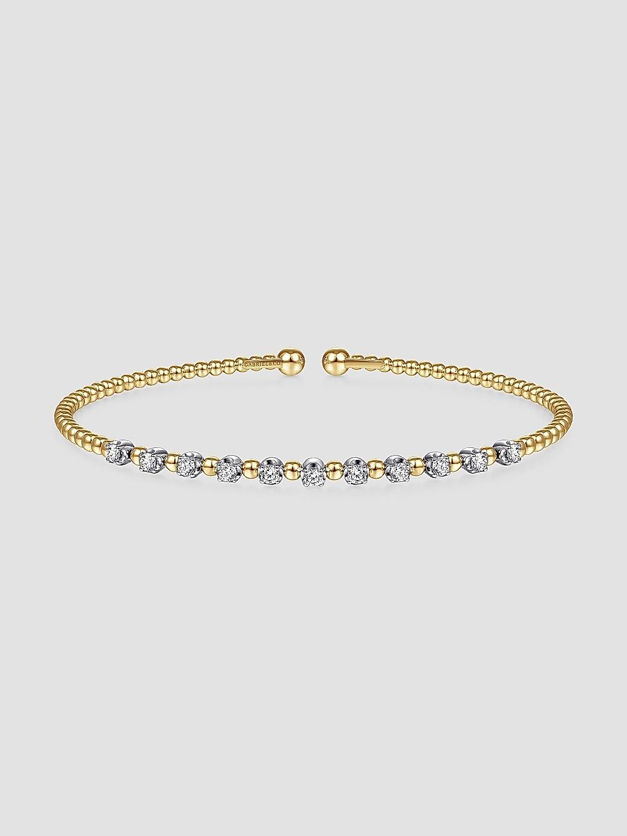 Gabriel & Co Women's 14K White And Yellow Gold Bujukan Diamond Split Bangle - Yellow Gold - Size 5.75