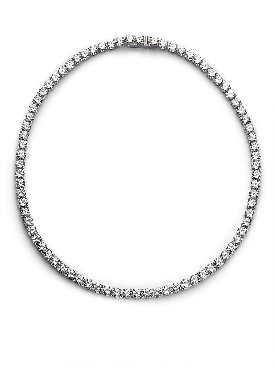 Sterling Silver Tennis Necklace - Clear