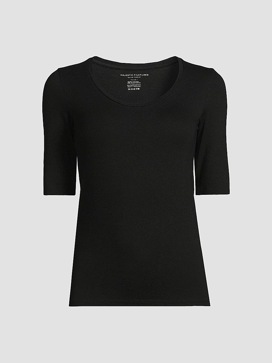 Majestic Filatures Women's Soft Touch Scoopneck Top - Noir - Size XS