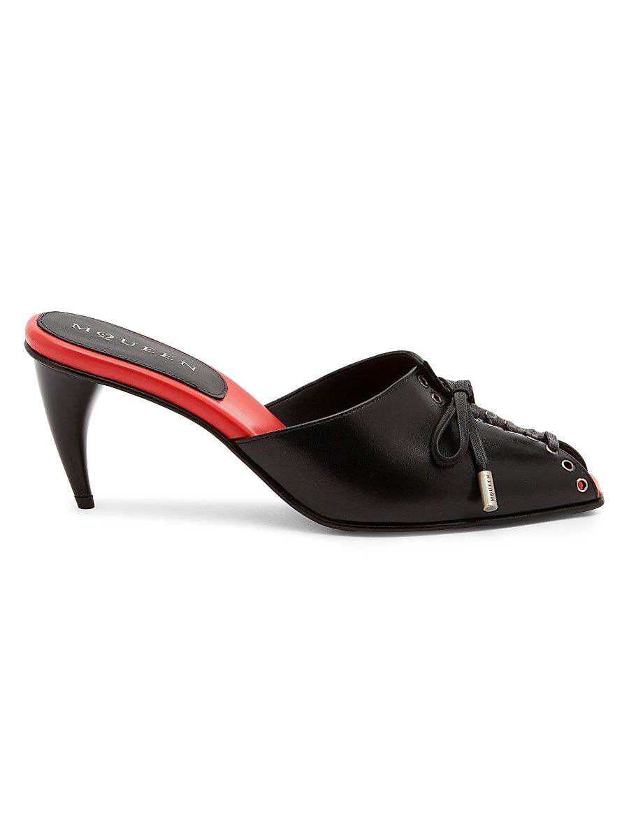 Women's Lexie 70MM Leather Mules - Black And Red - Size 8