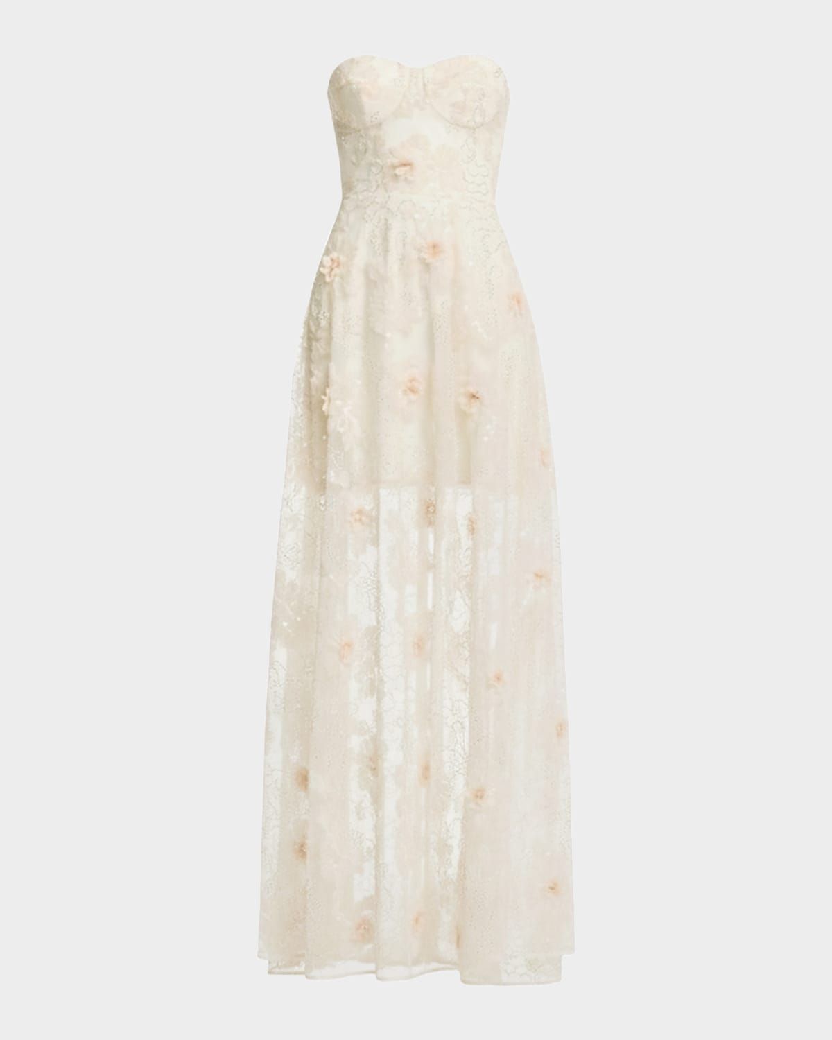 Connor Strapless Beaded Floral Applique Gown