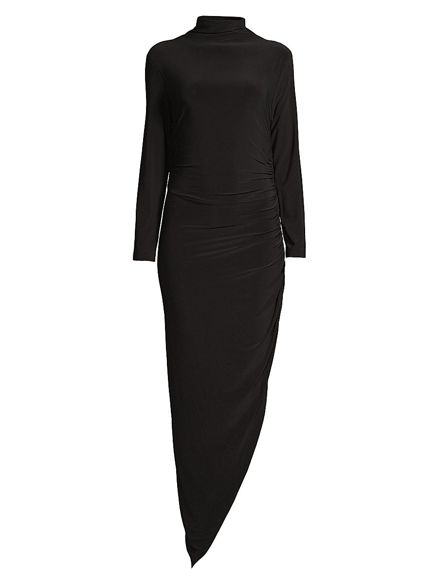 Women's Draped Turtleneck Gown - Black - Size Small