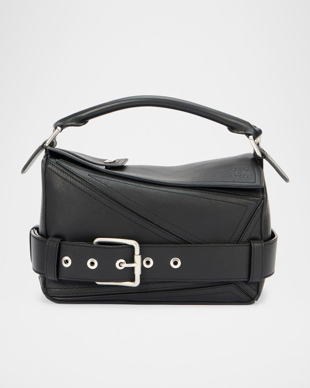 Puzzle Biker Top-Handle Bag in Shiny Leather