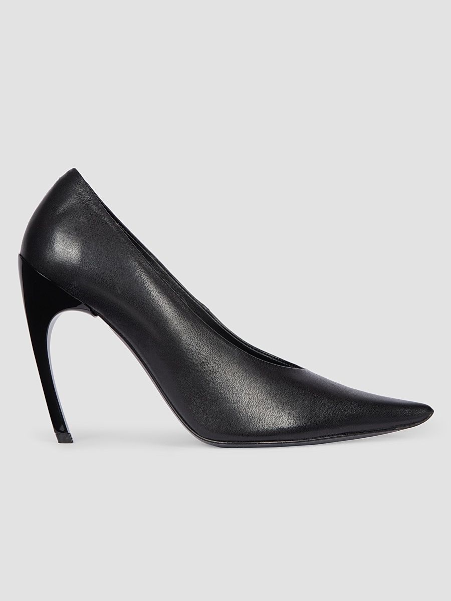 Women's Choc Decollette 100MM Leather Curved-Heel Pumps - Nero - Size 7.5
