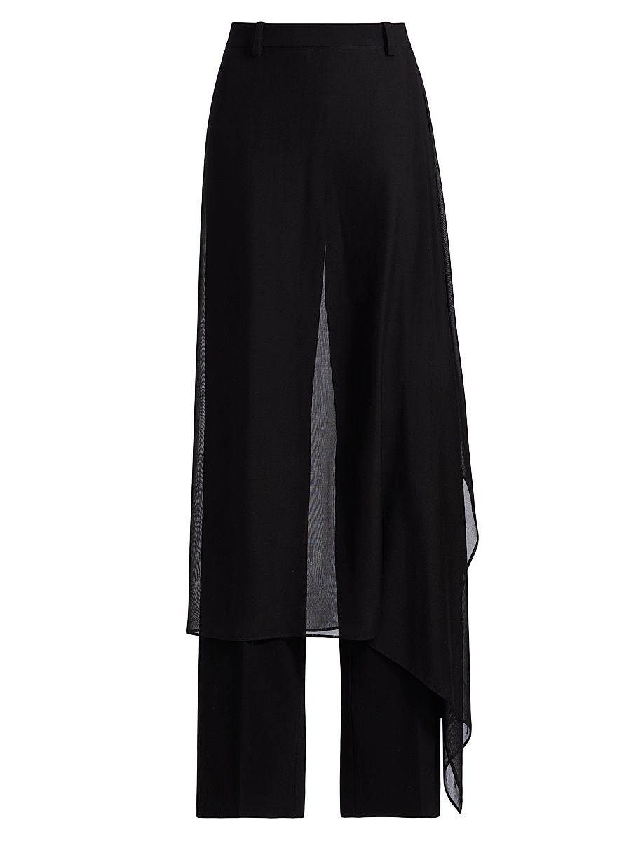 Women's Veiled Wool Crepe Trousers - Black - Size 14