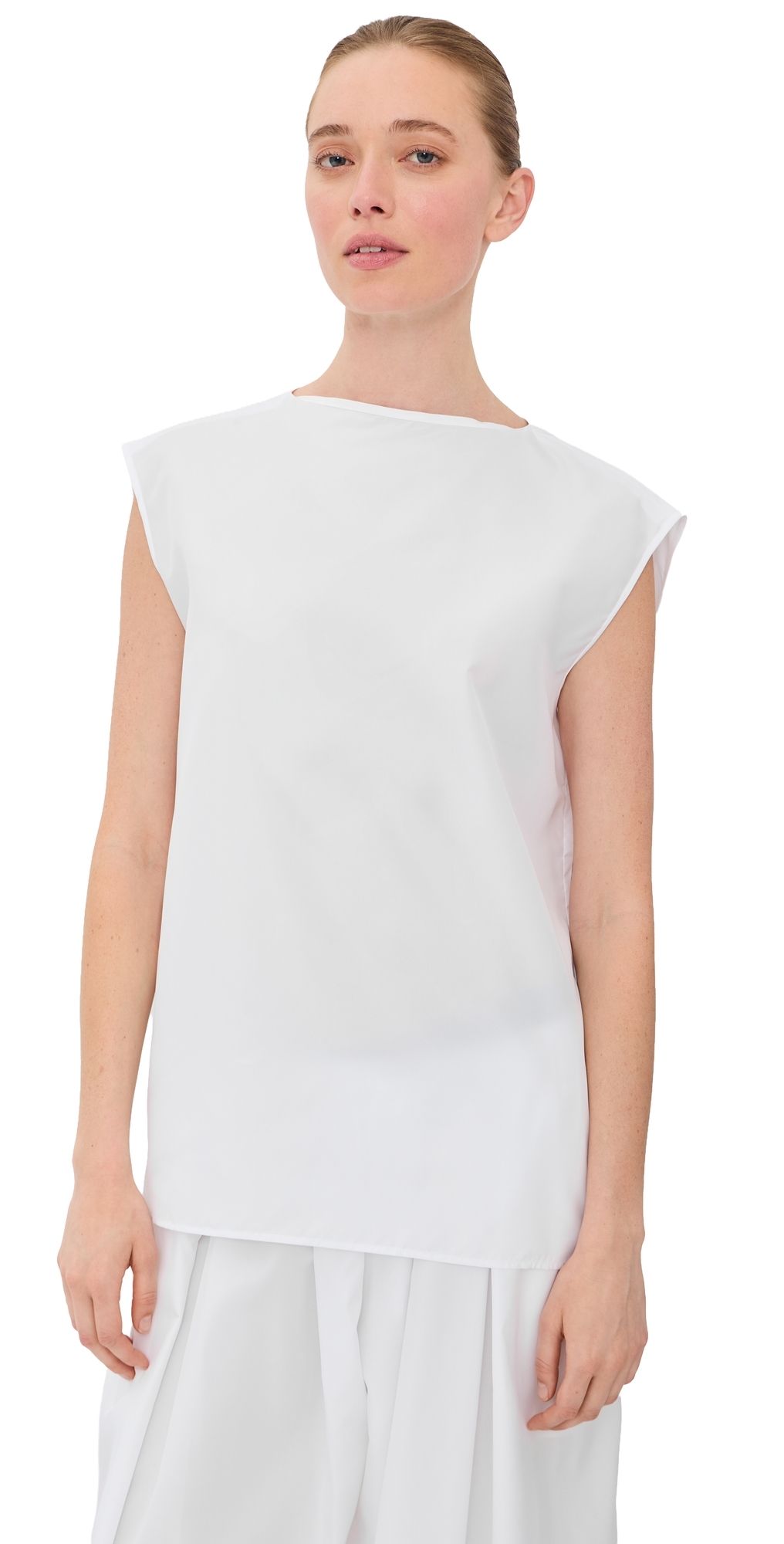 Tibi Summer Nylon Sleeveless Cocoon Top White L