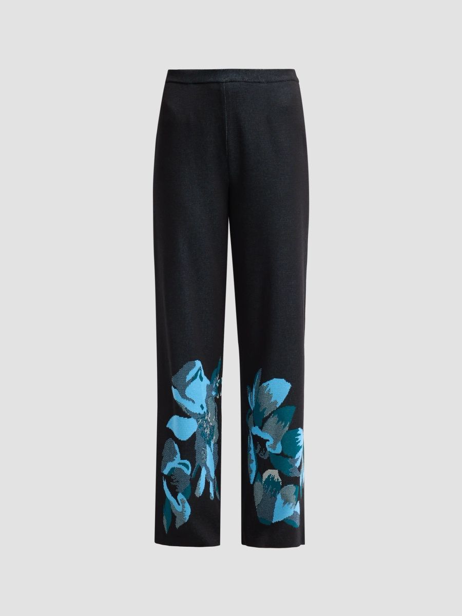 Ming Wang Women's Petite Floral Jacquard Straight-Leg Pants - Deep Teal - Size XL
