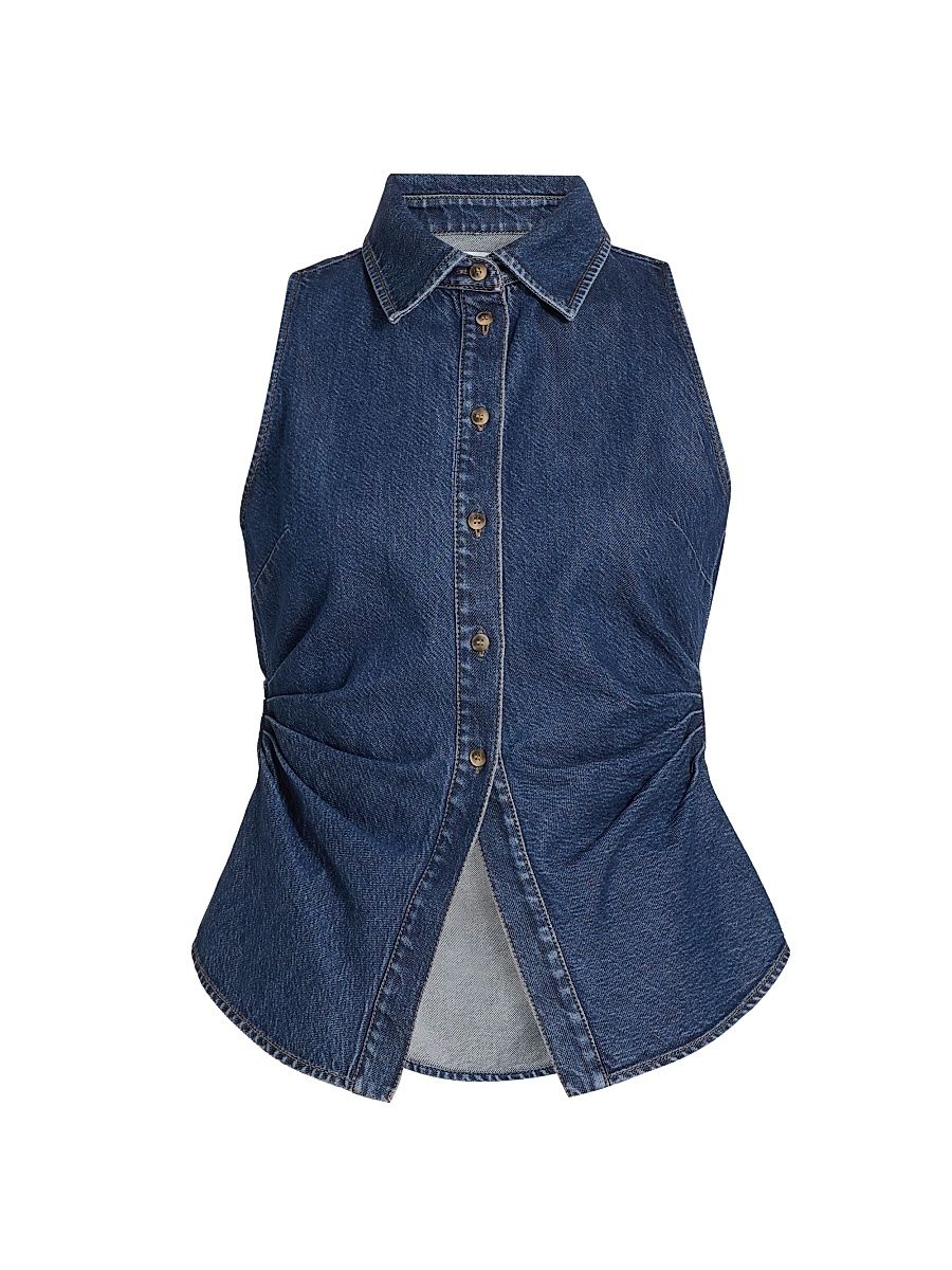 Women's Hanelle Sleeveless Denim Top - Classic Indigo Blue - Size 00