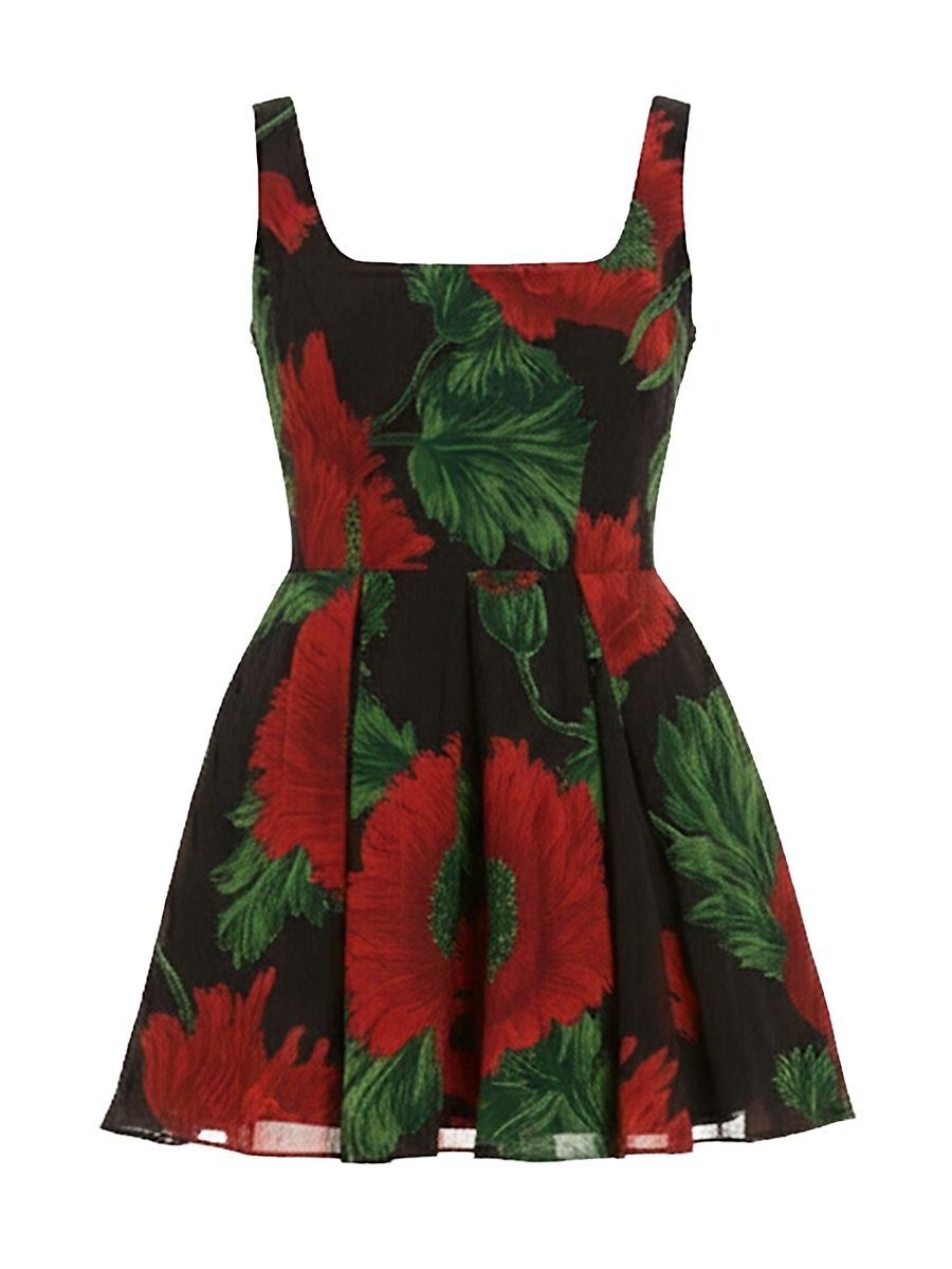 Women's Ainsley Floral Sleeveless Minidress - Black Multi - Size XXL