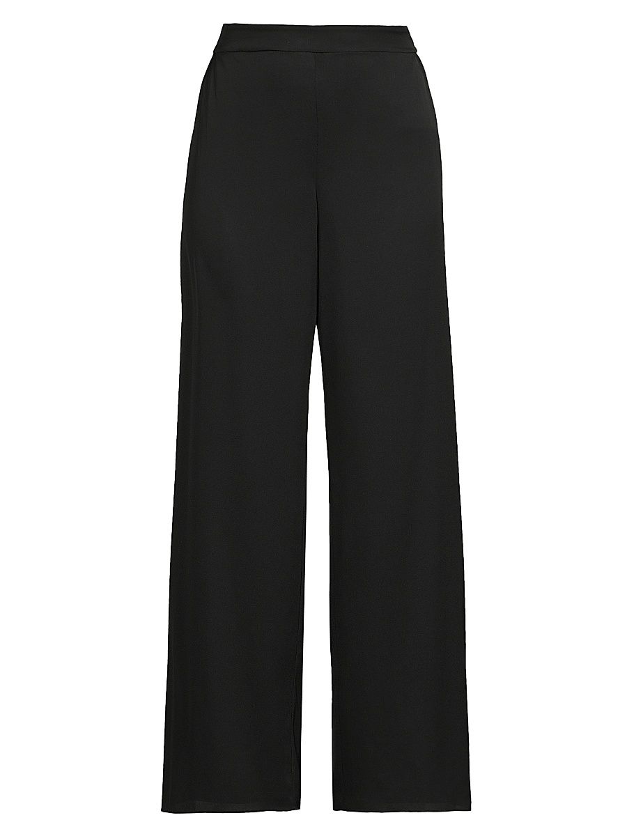 Women's Xandra Silk Wide-Leg Pants - Black - Size Small