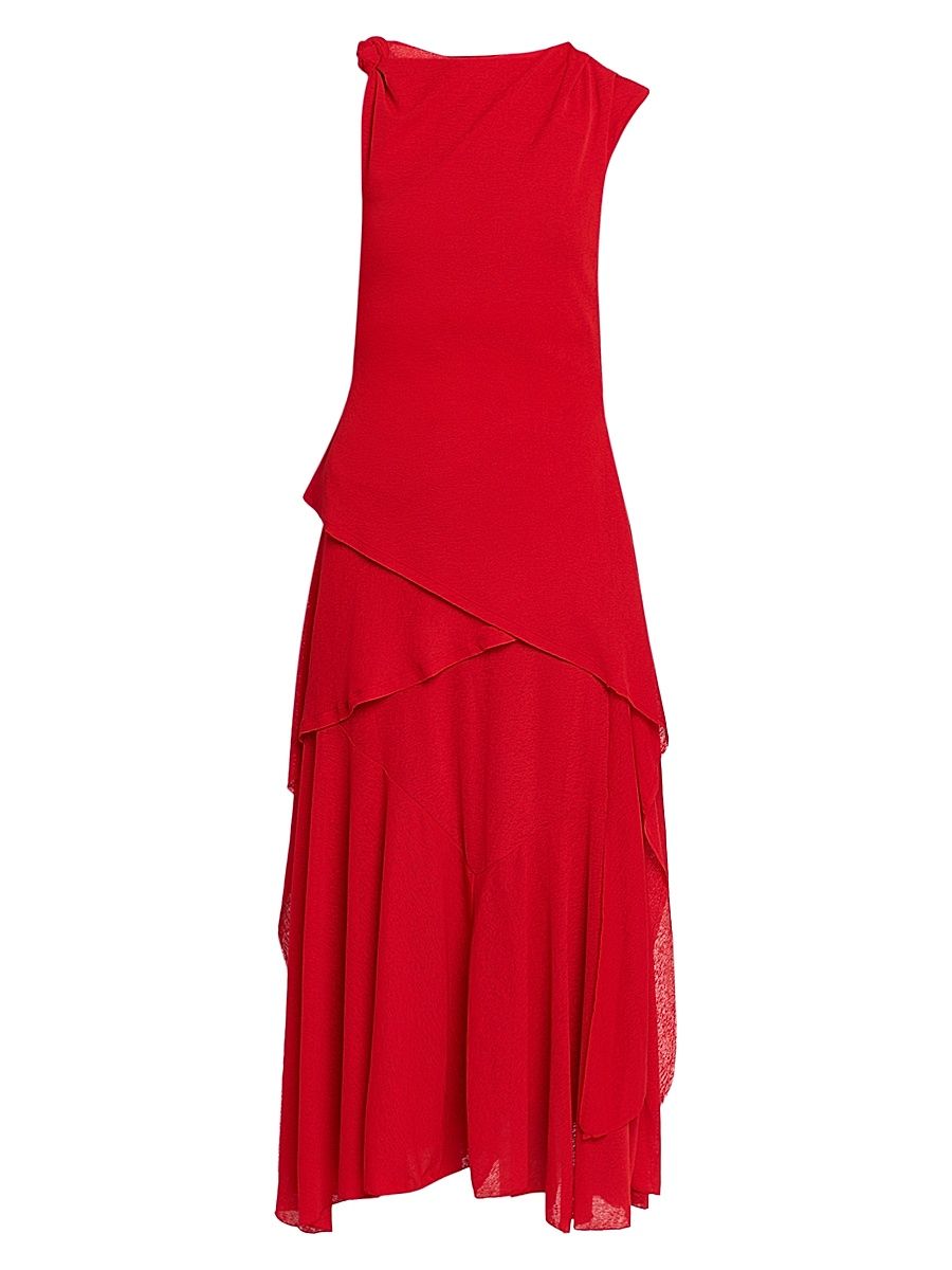 Women's Marl Draped Knot Mesh Midi-Dress - Goji Berry - Size 14