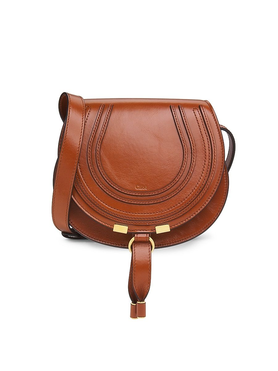 Women's Small Marcie Leather Saddle Bag - Clay Brown