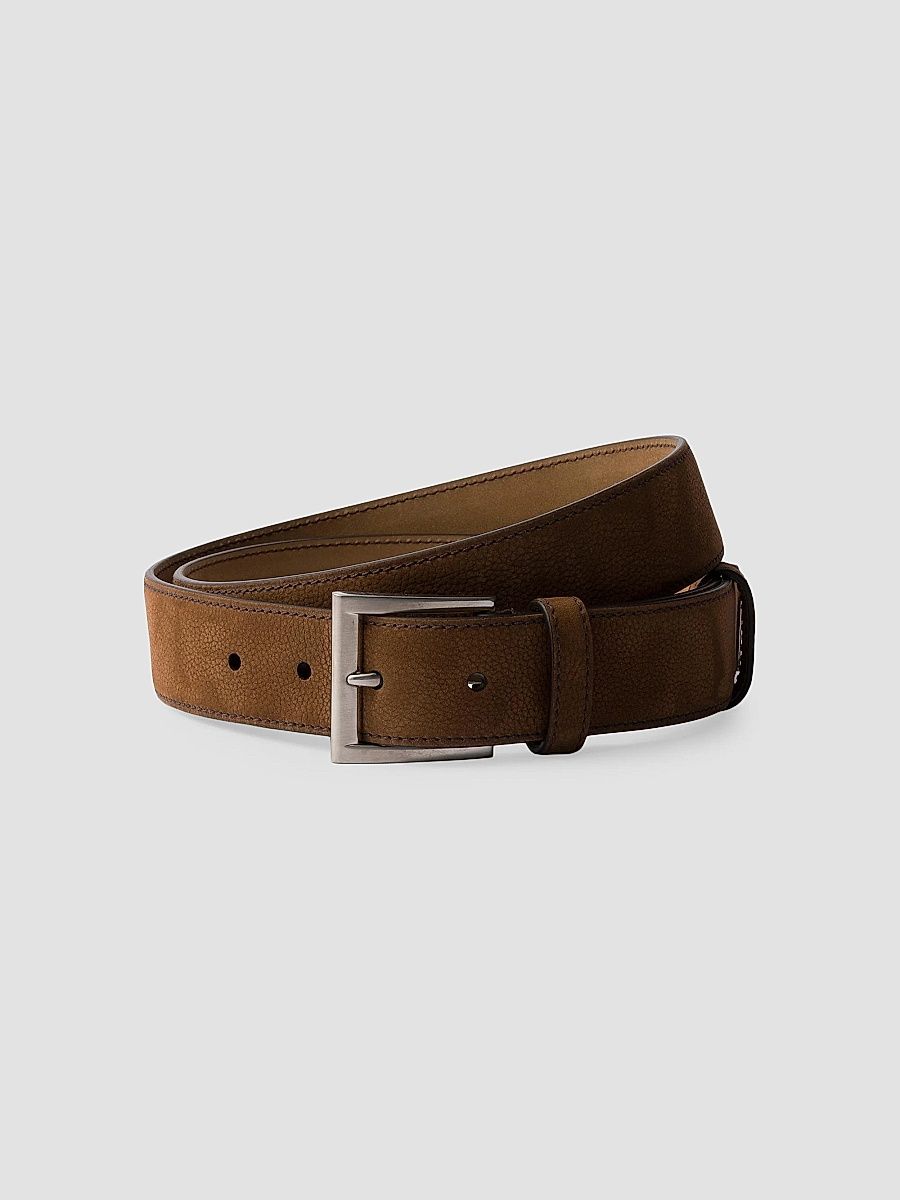 Prada Men's Nubuck Leather Belt - Brown - Size 28
