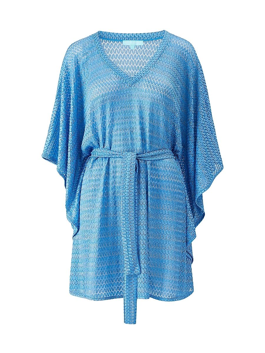 Women's Petra Crochet-Knit Caftan Minidress - Ocean