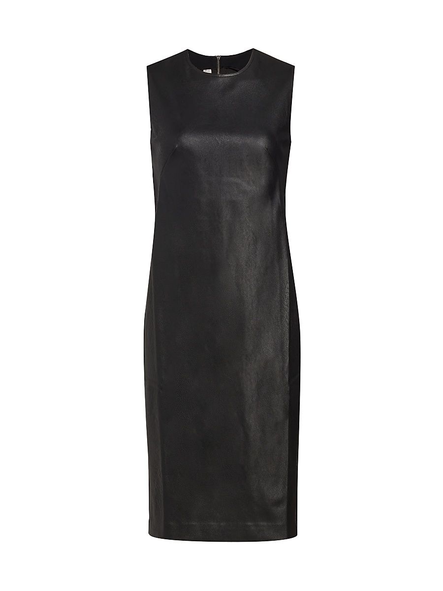 Women's Faux Leather Sheath Dress - Luxe Black - Size Large