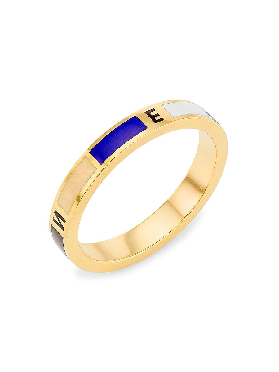 Women's Internal Compass 18K Yellow Gold & Enamel Band Ring - Yellow Gold - Size 7
