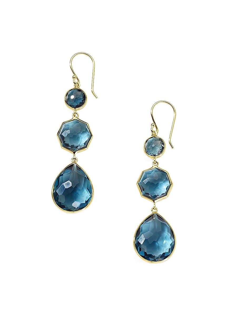 Women's Rock Candy Small Crazy 8'S 18K Green Gold & London-Blue-Topaz Drop Earrings - Blue