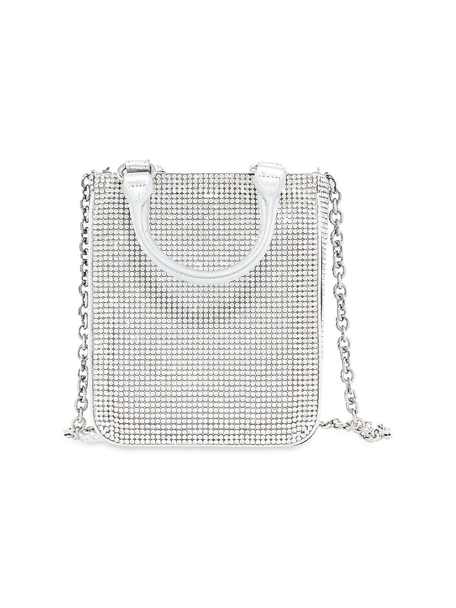Women's Mini Crystal Chainmail Tote Bag - Rhinestone