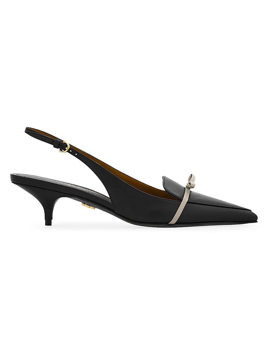 Women's Giusina 40MM Leather Slingback Pumps - Nero - Size 7