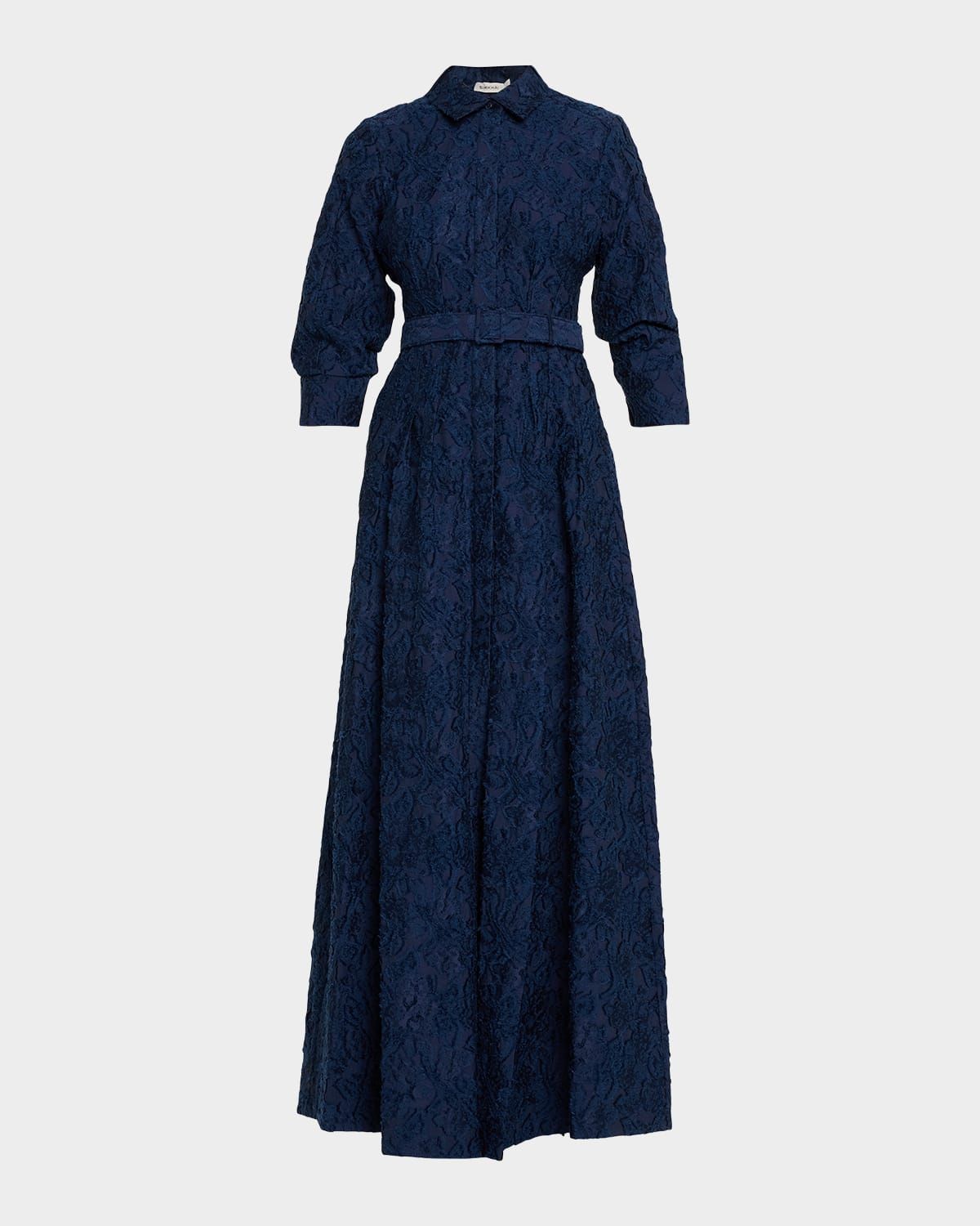 Courtney Belted Organza Jacquard Gown